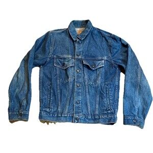 Vintage Young Lion Trucker Jean  Denim Jacket Size Med-Large See Measurements